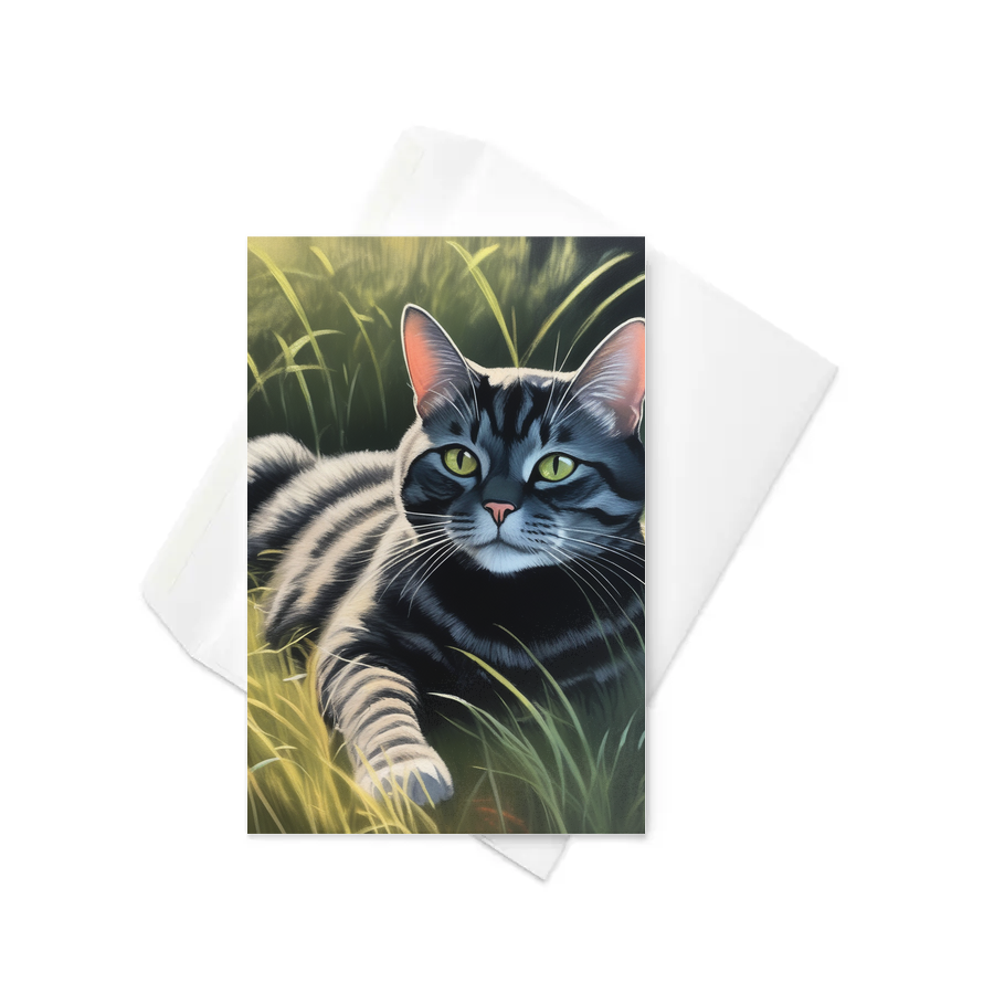 PugMug Custom Black American Shorthair Cat Greeting Card