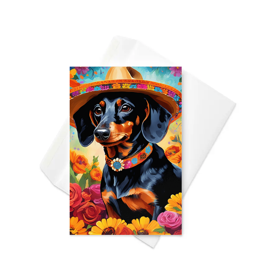 PugMug Custom Black Dachshund Greeting Card