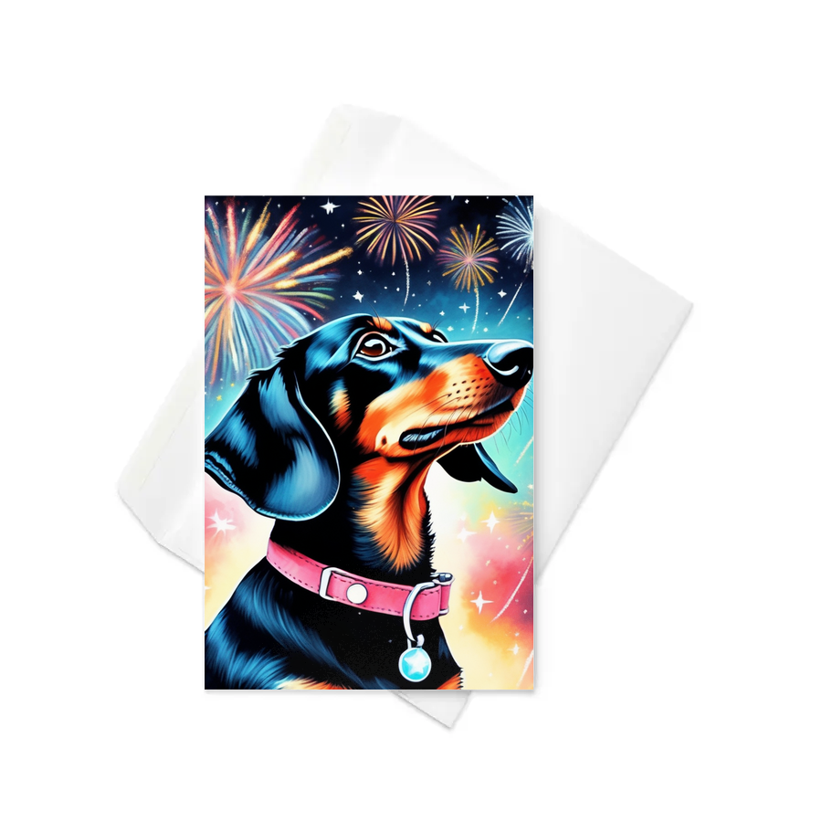 PugMug Custom Black Dachshund Greeting Card