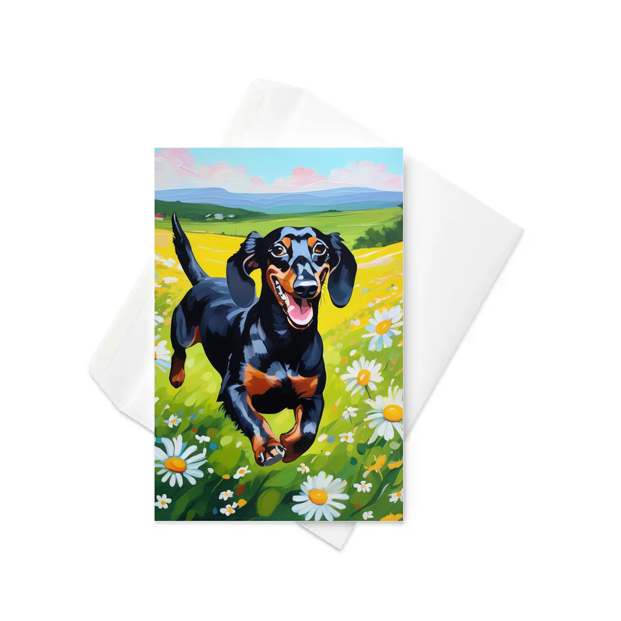 PugMug Custom Black Dachshund Greeting Card