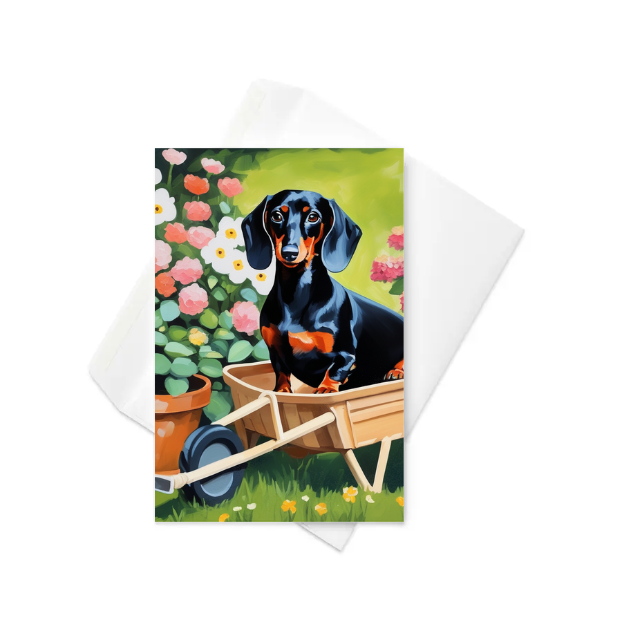 PugMug Custom Black Dachshund Greeting Card