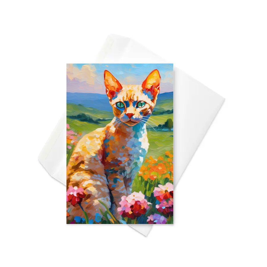 PugMug Custom Tabby Devon Rex Cat Greeting Card
