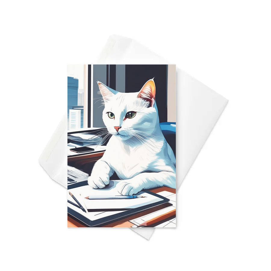 PugMug Custom White Companion Cat Greeting Card
