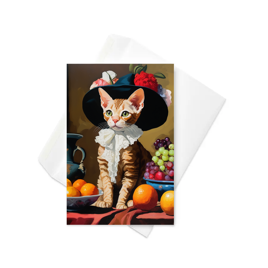 PugMug Custom Tabby Devon Rex Cat Greeting Card