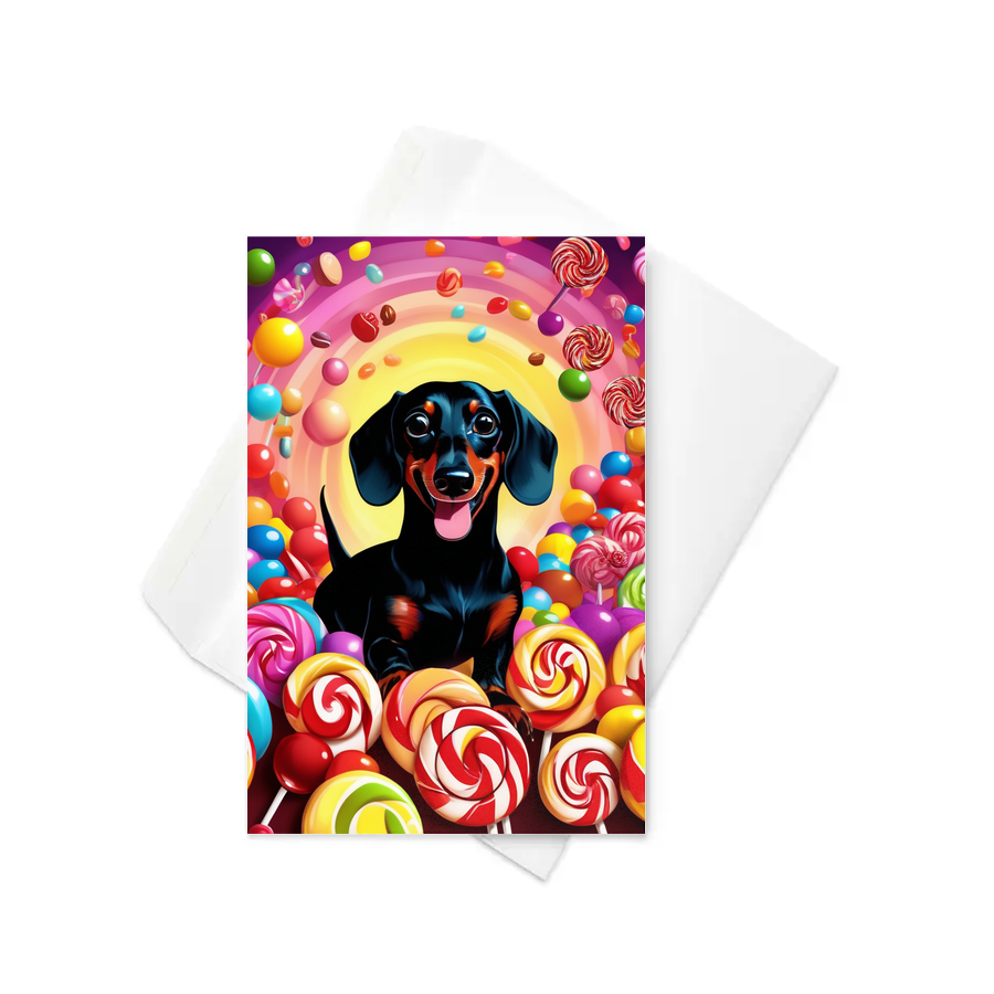PugMug Custom Black Dachshund Greeting Card