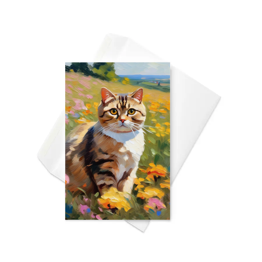 PugMug Custom Tabby Scottish Fold Cat Greeting Card