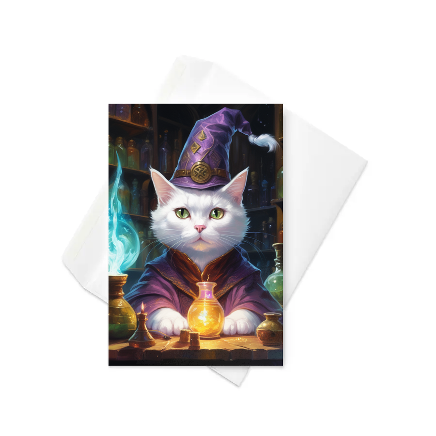 PugMug Custom White American Shorthair Cat Greeting Card