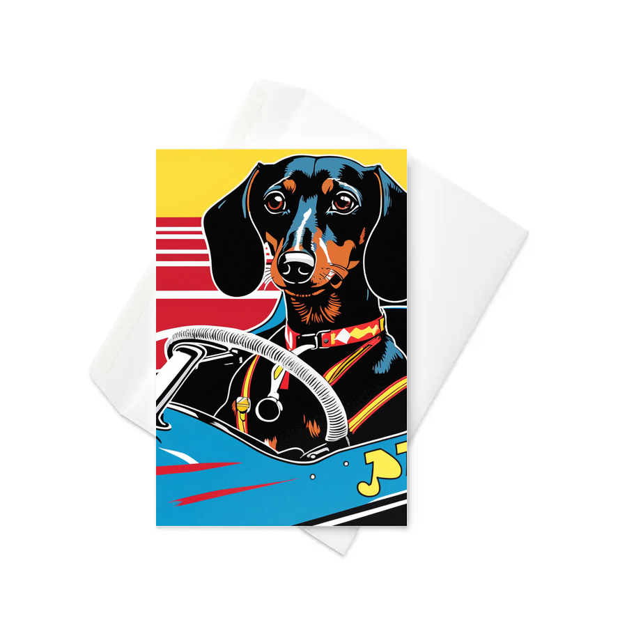 PugMug Custom Black Dachshund Greeting Card
