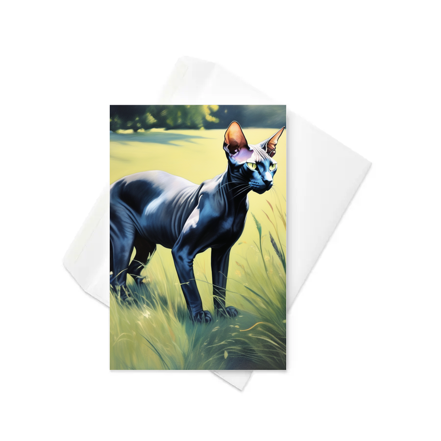 PugMug Custom Black Sphynx Cat Greeting Card