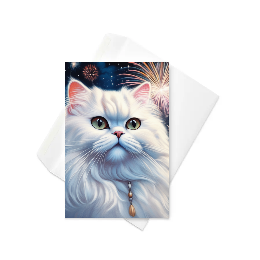 PugMug Custom White Persian Cat Greeting Card