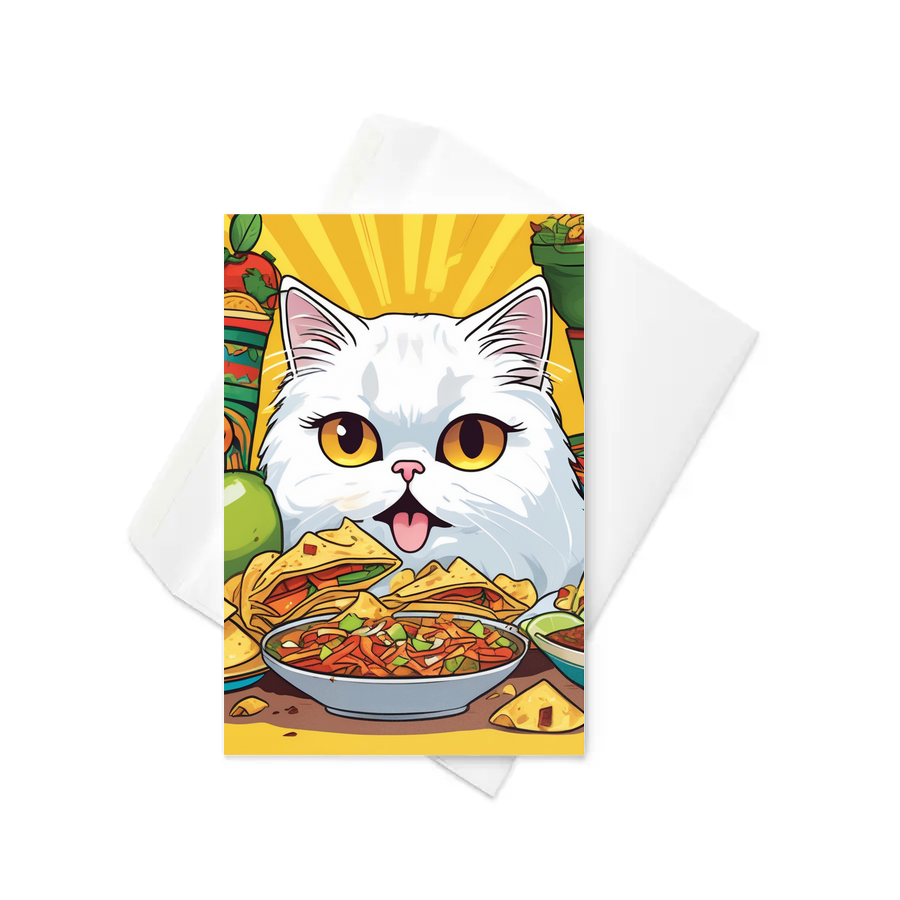 PugMug Custom White Persian Cat Greeting Card