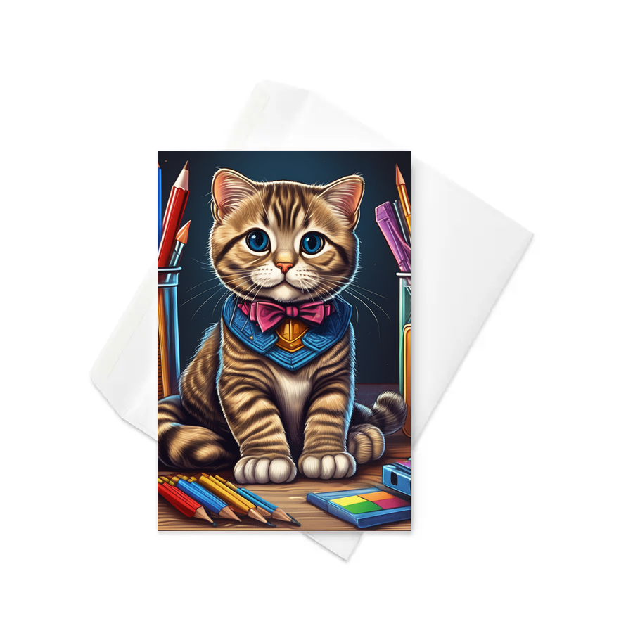 PugMug Custom Tabby Scottish Fold Cat Greeting Card