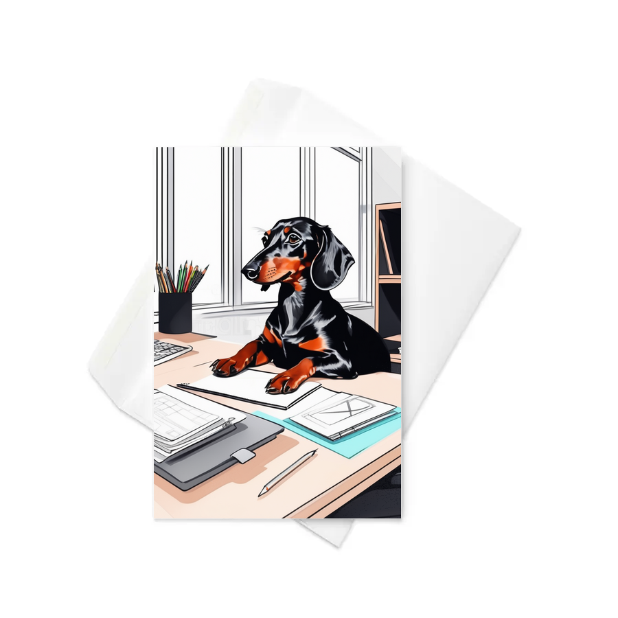 PugMug Custom Black Dachshund Greeting Card