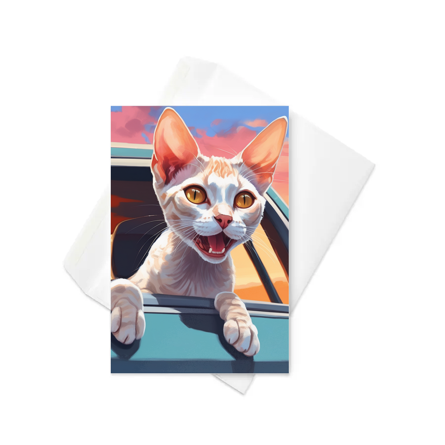PugMug Custom Tabby Devon Rex Cat Greeting Card