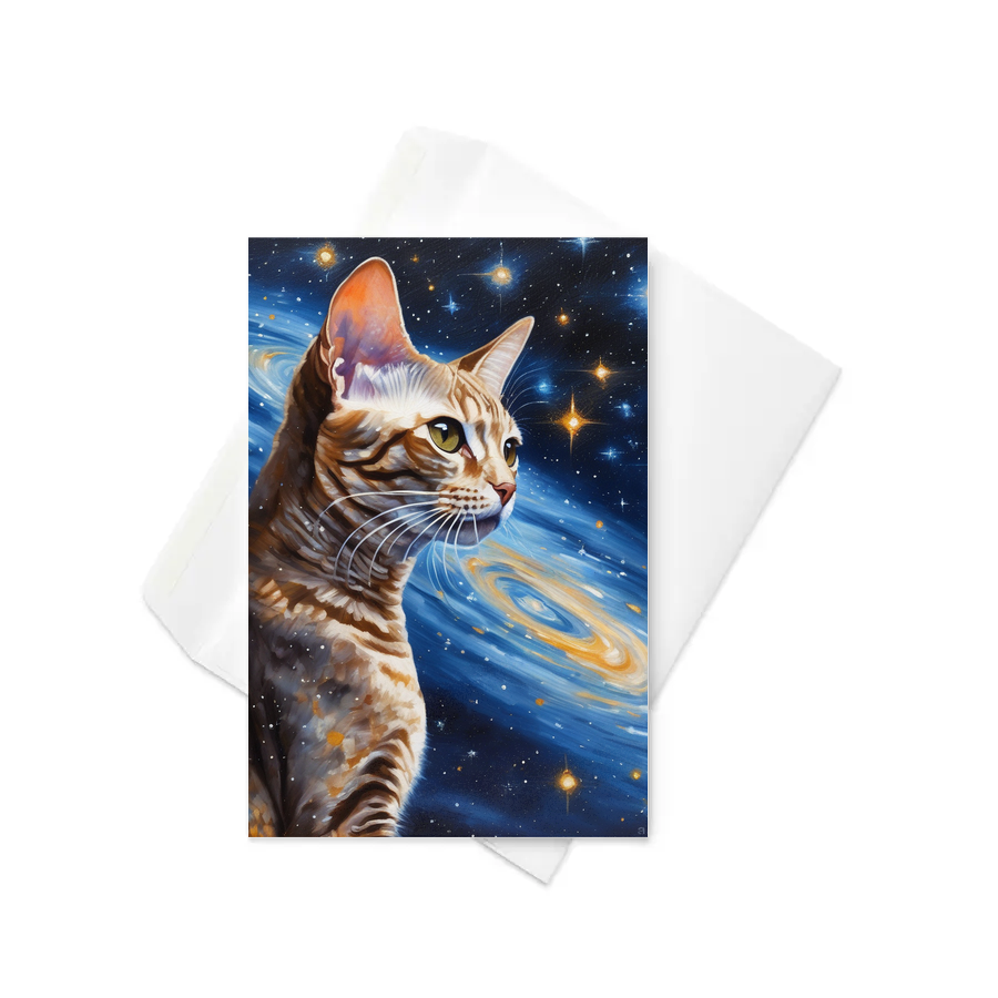 PugMug Custom Tabby Devon Rex Cat Greeting Card