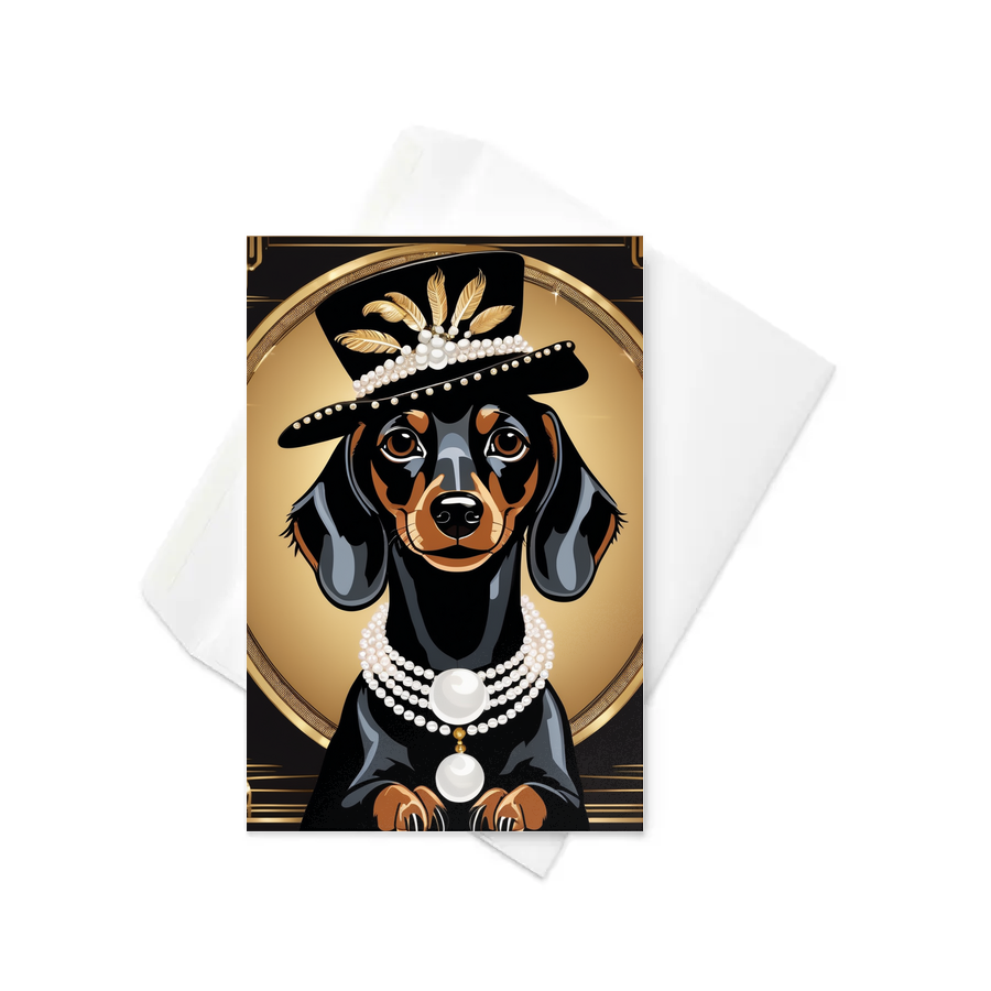 PugMug Custom Black Dachshund Greeting Card