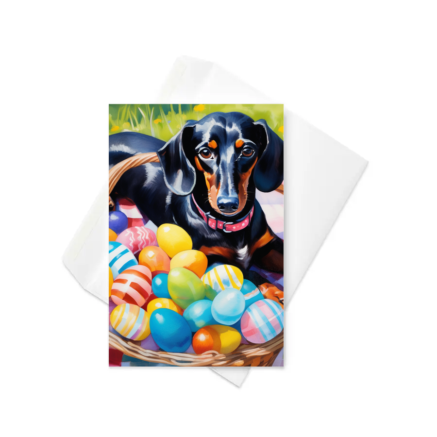 PugMug Custom Black Dachshund Greeting Card