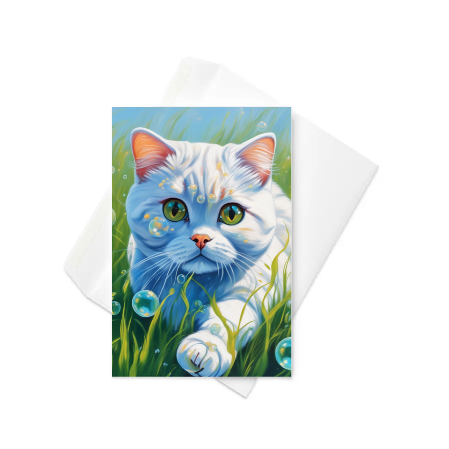 PugMug Custom White Scottish Fold Cat Greeting Card