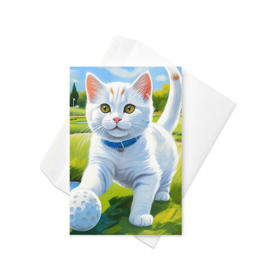 PugMug Custom White British Shorthair Cat Greeting Card
