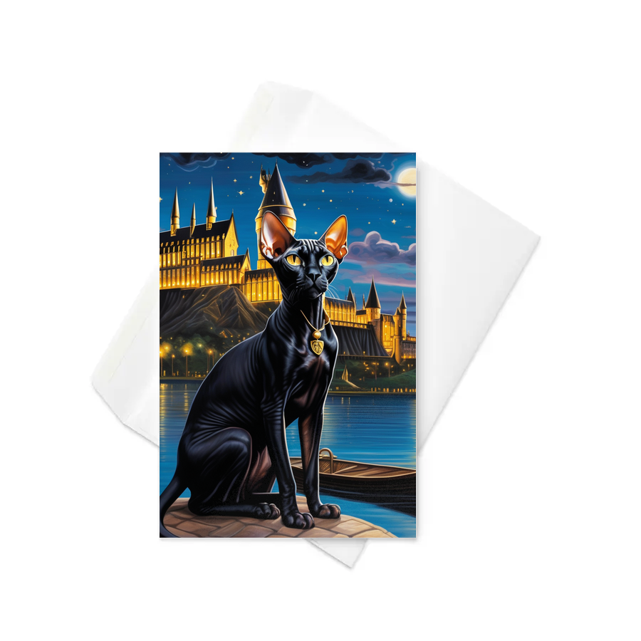 PugMug Custom Black Sphynx Cat Greeting Card