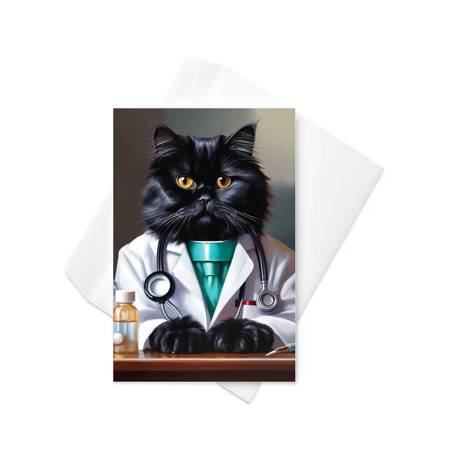 PugMug Custom Black Persian Cat Greeting Card