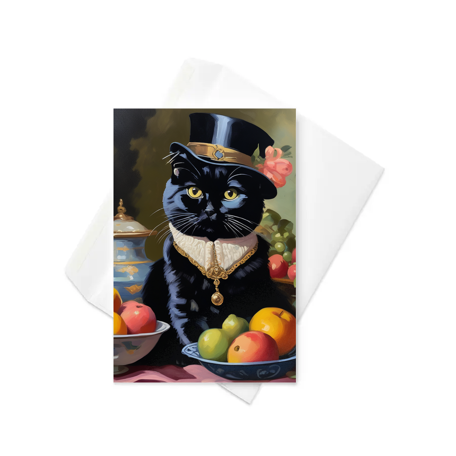 PugMug Custom Black Scottish Fold Cat Greeting Card