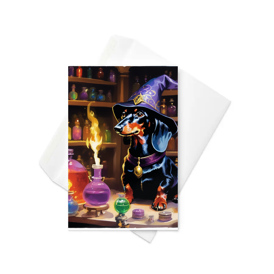 PugMug Custom Black Dachshund Greeting Card