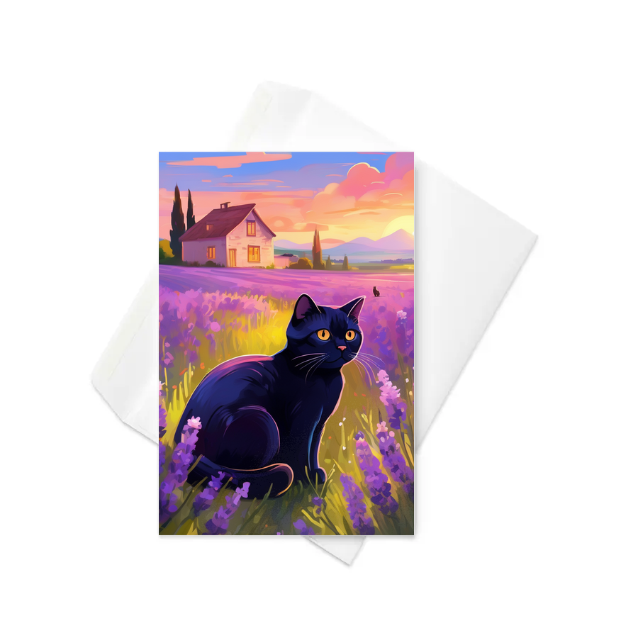 PugMug Custom Black Scottish Fold Cat Greeting Card