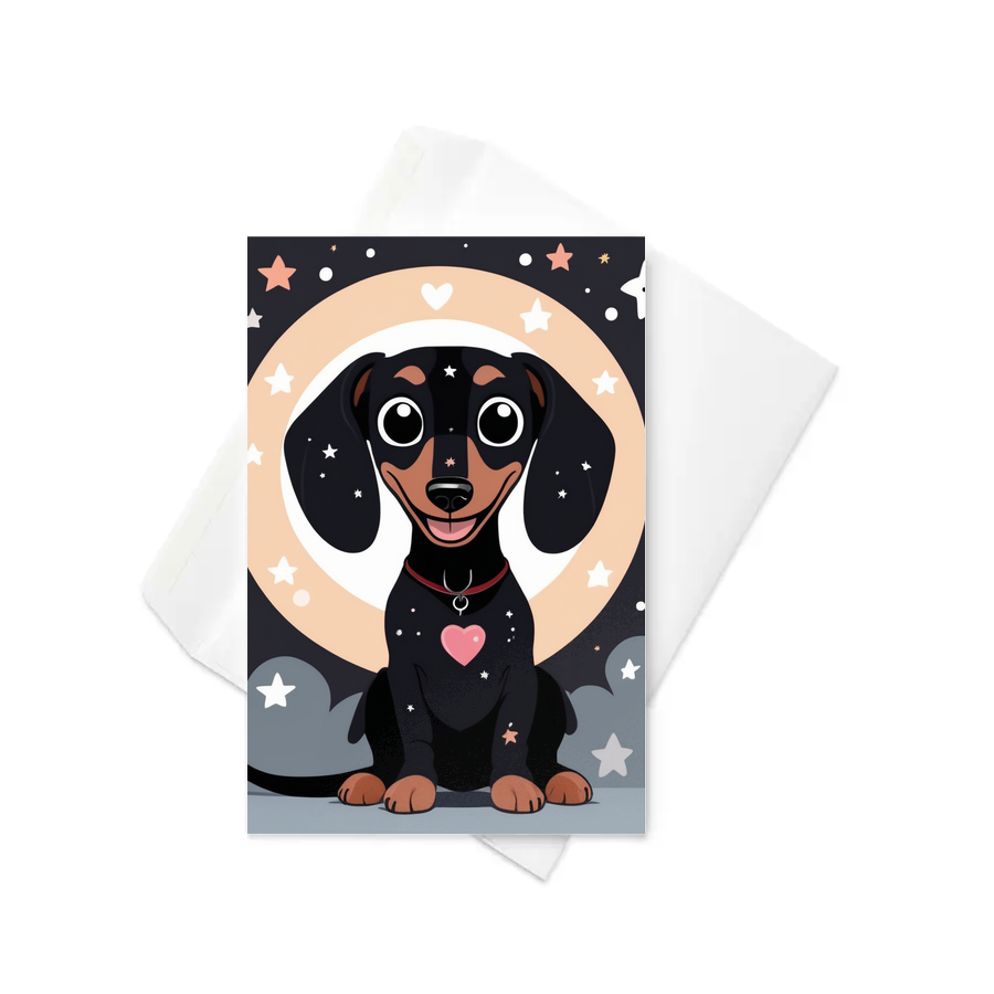PugMug Custom Black Dachshund Greeting Card