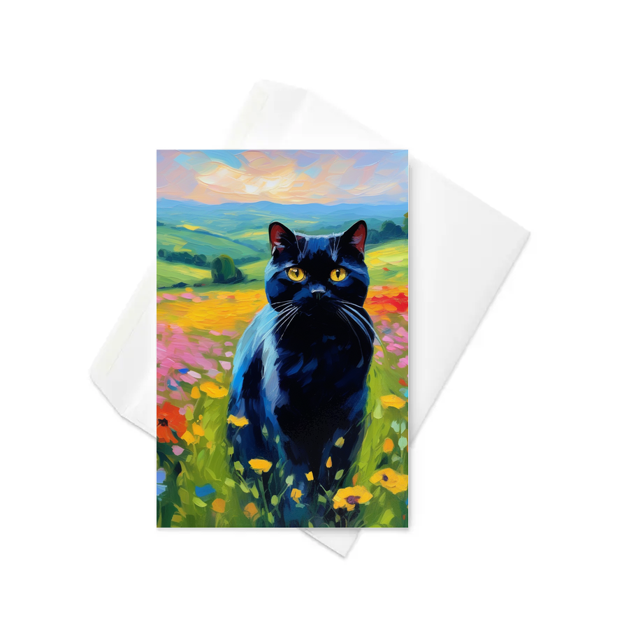 PugMug Custom Black Scottish Fold Cat Greeting Card