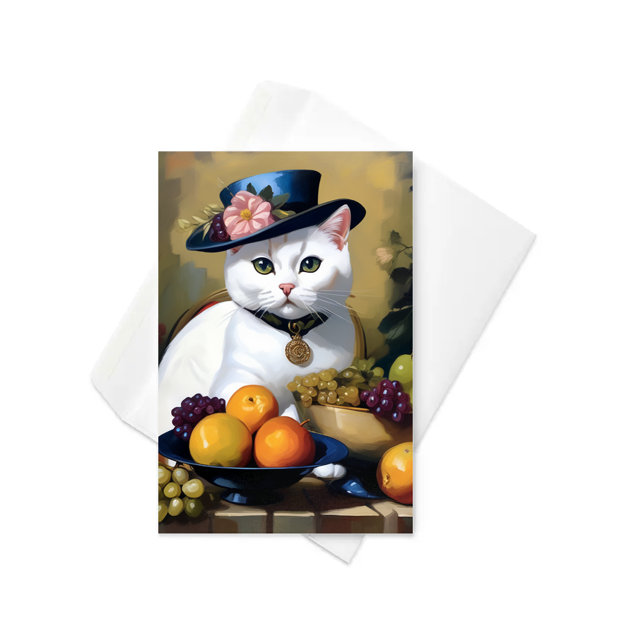 PugMug Custom White British Shorthair Cat Greeting Card