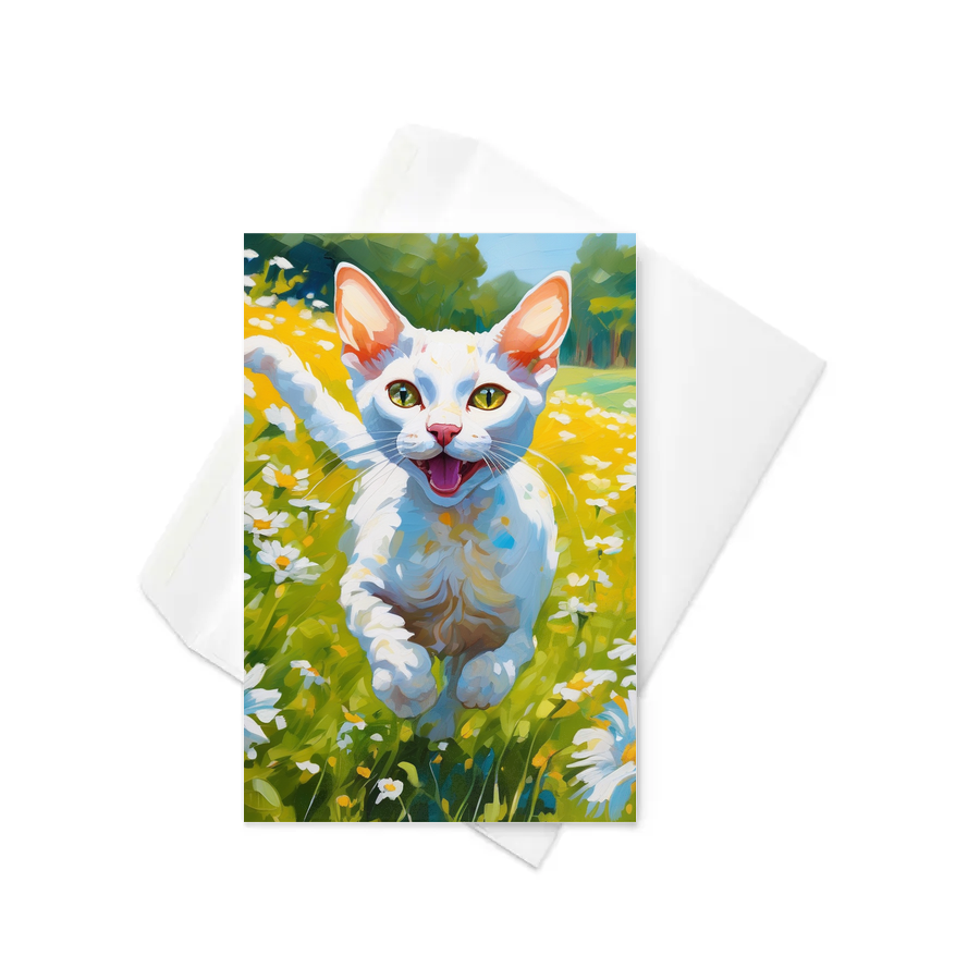PugMug Custom White Devon Rex Cat Greeting Card