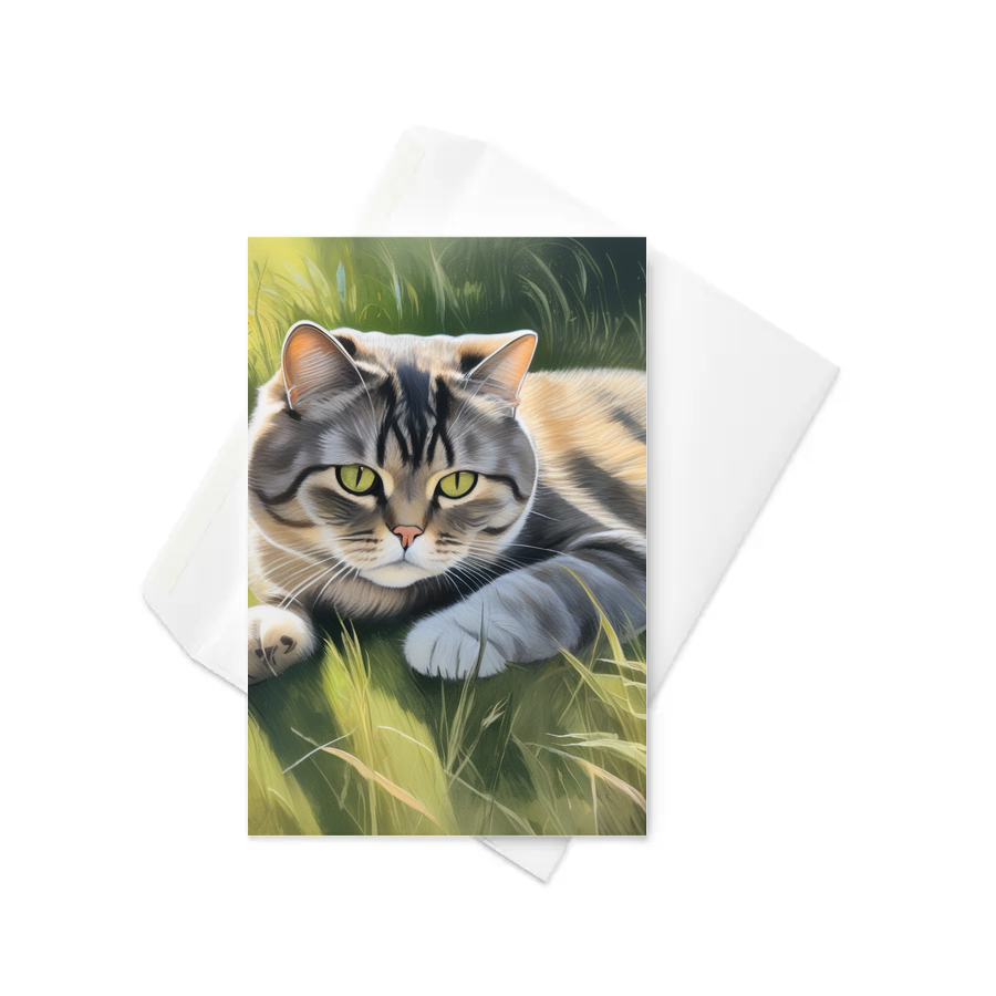 PugMug Custom Tabby Scottish Fold Cat Greeting Card