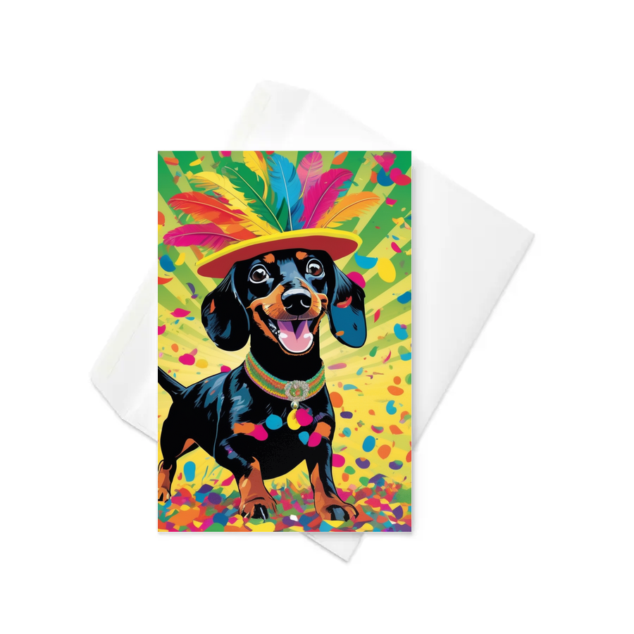 PugMug Custom Black Dachshund Greeting Card