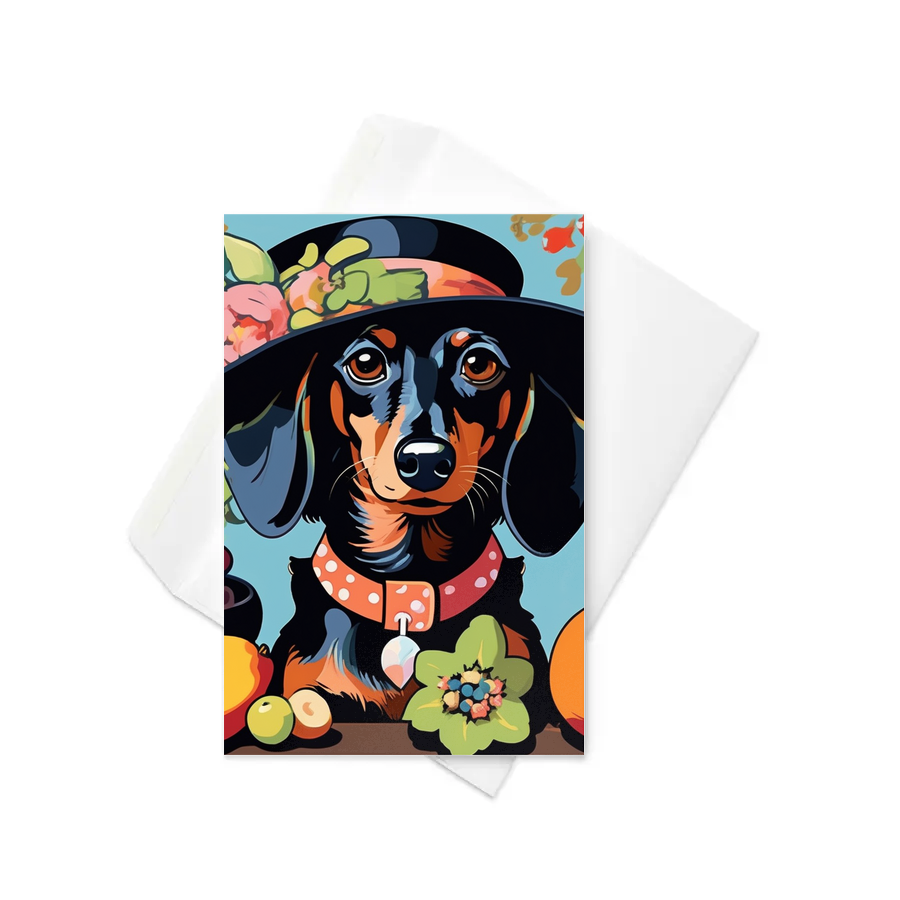 PugMug Custom Black Dachshund Greeting Card