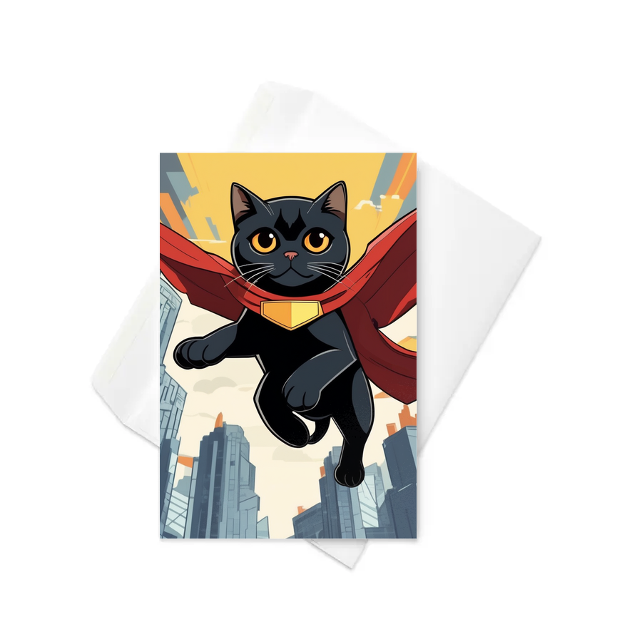 PugMug Custom Black Scottish Fold Cat Greeting Card