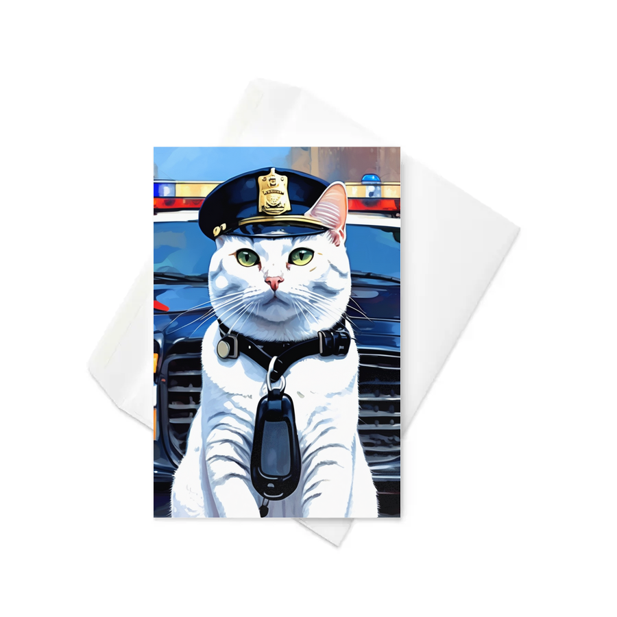 PugMug Custom White American Shorthair Cat Greeting Card