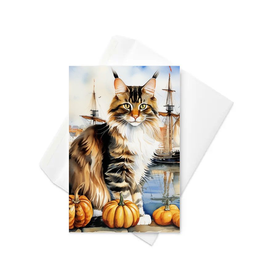 PugMug Custom Tabby Maine Coon Cat Greeting Card