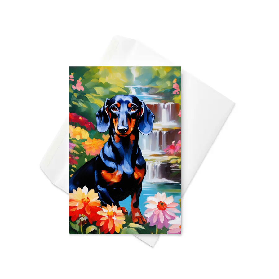 PugMug Custom Black Dachshund Greeting Card