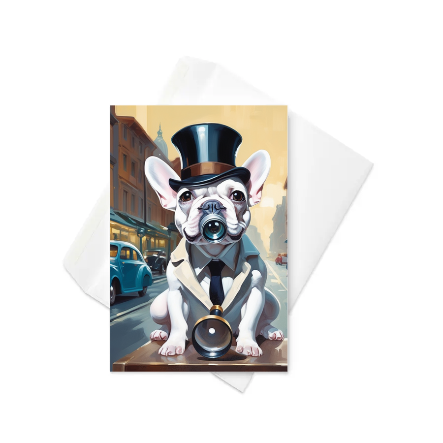 PugMug Custom White French Bulldog Greeting Card