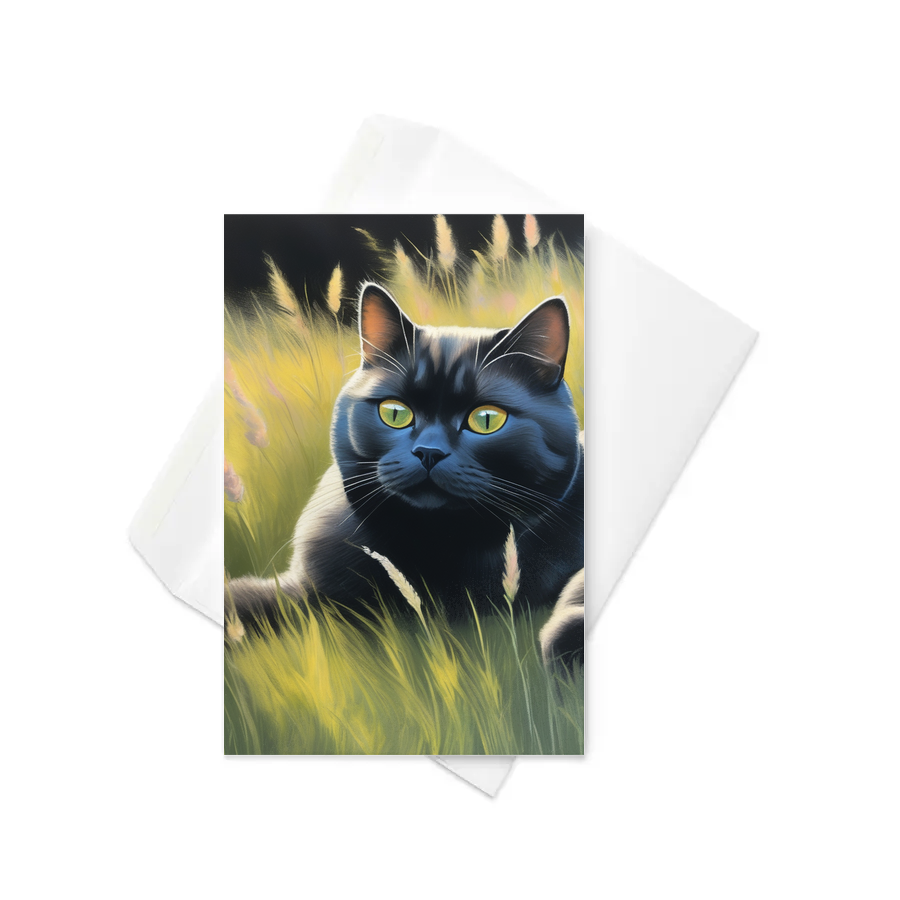 PugMug Custom Black British Shorthair Cat Greeting Card