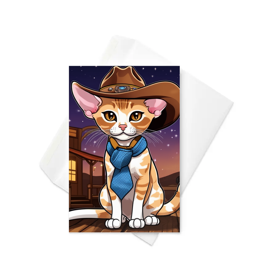 PugMug Custom Tabby Devon Rex Cat Greeting Card