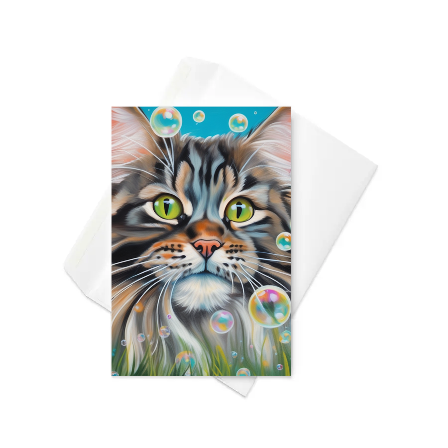 PugMug Custom Tabby Maine Coon Cat Greeting Card