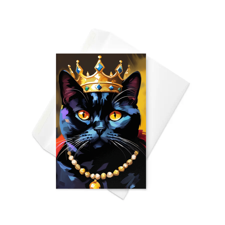 PugMug Custom Black British Shorthair Cat Greeting Card