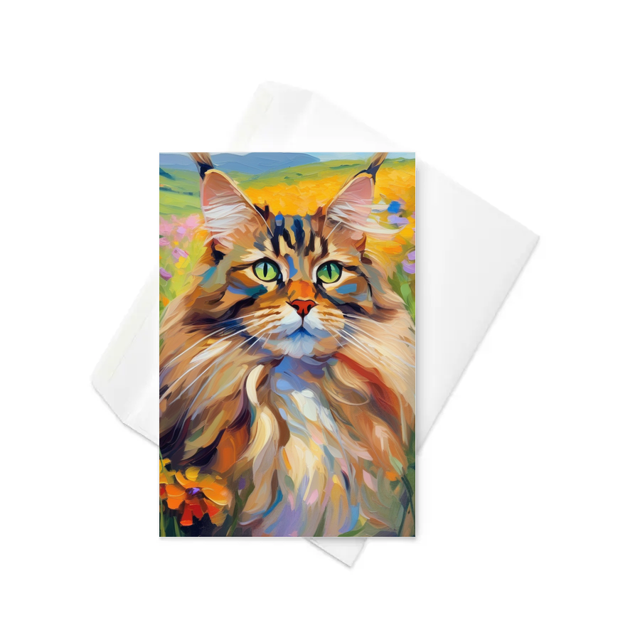 PugMug Custom Tabby Maine Coon Cat Greeting Card