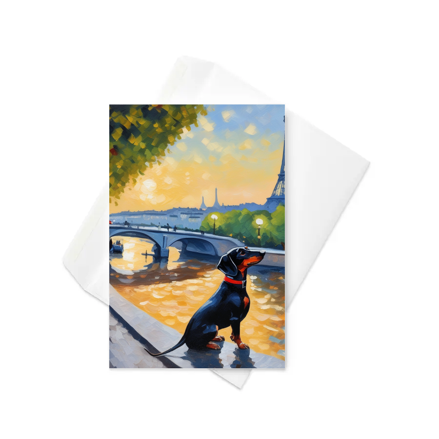 PugMug Custom Black Dachshund Greeting Card