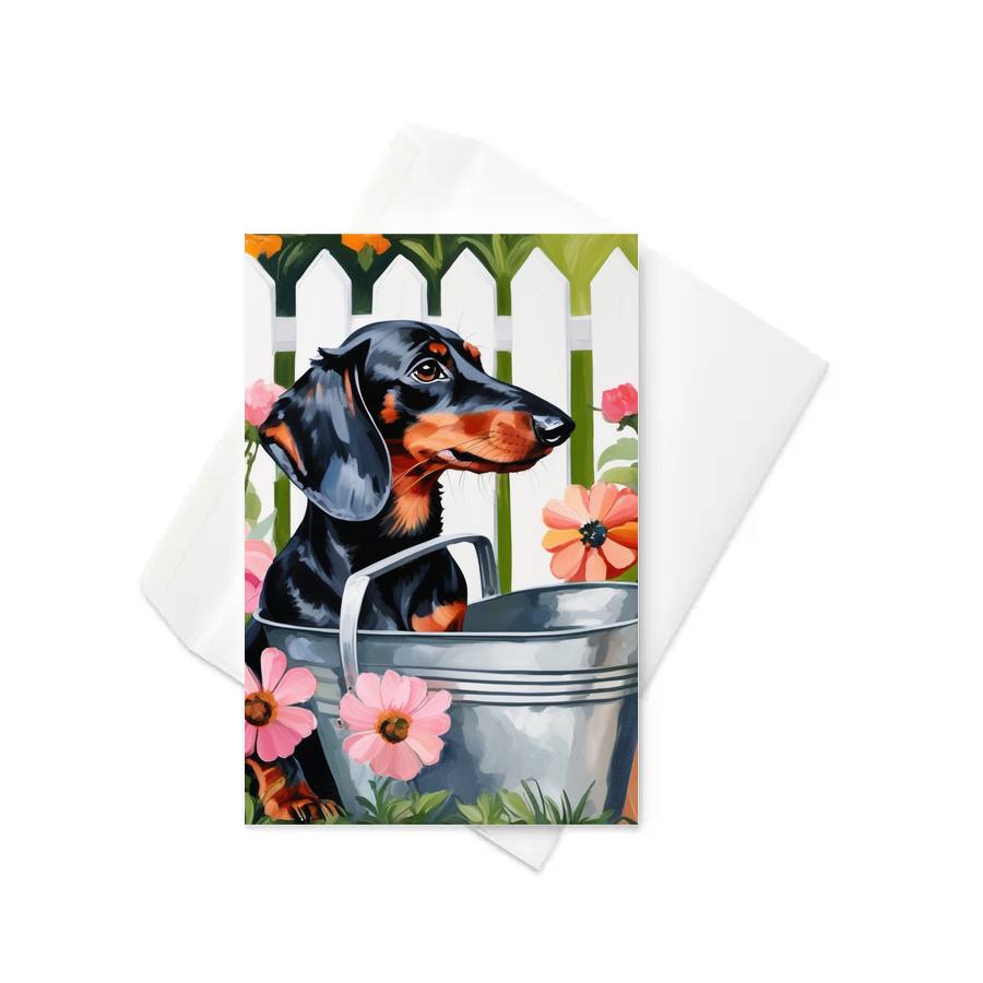 PugMug Custom Black Dachshund Greeting Card
