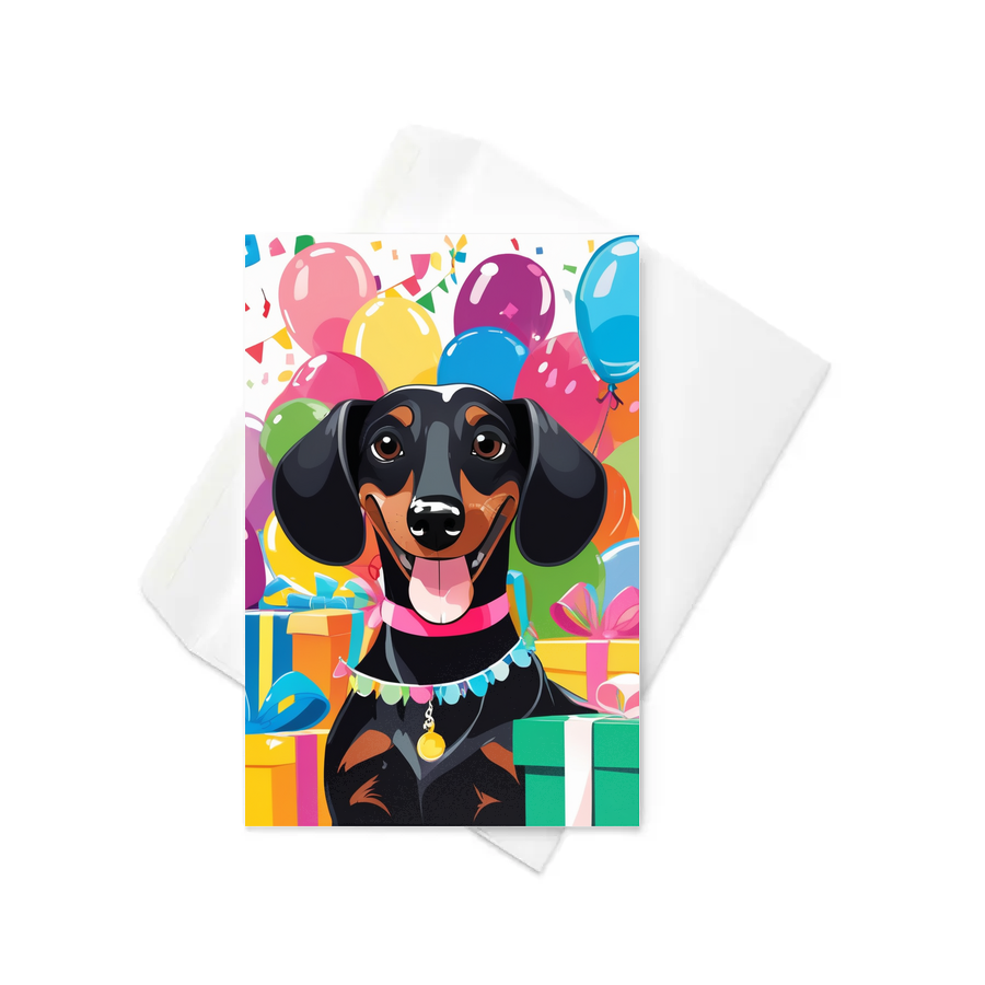 PugMug Custom Black Dachshund Greeting Card