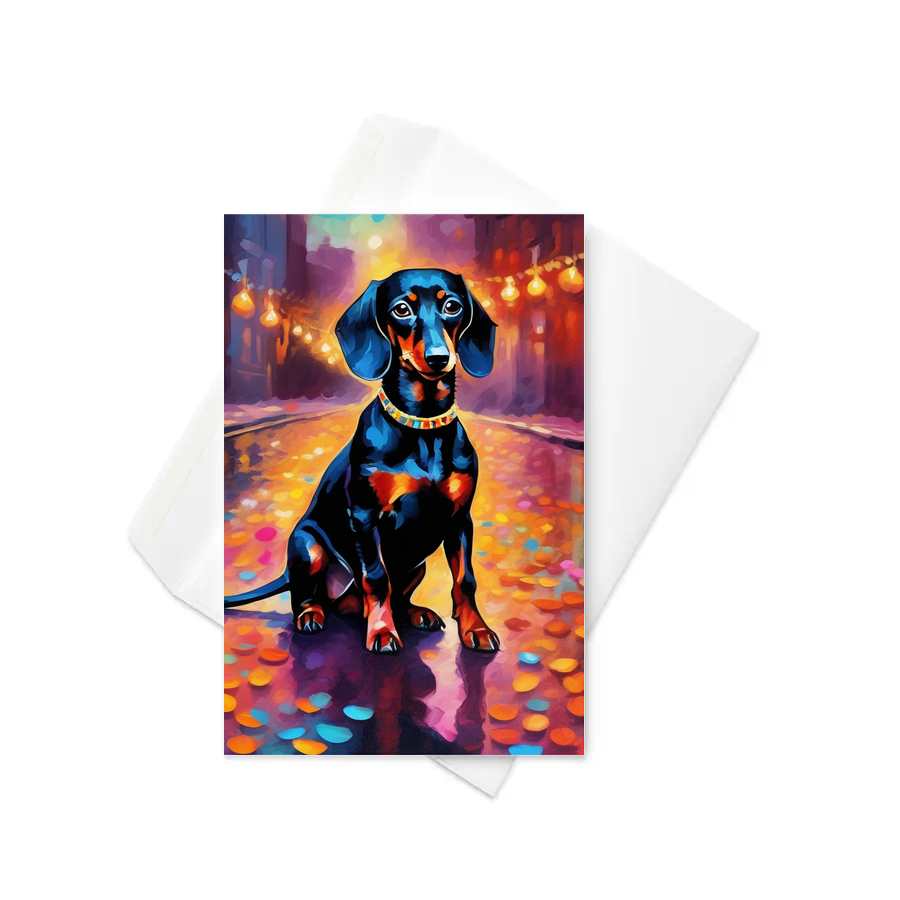 PugMug Custom Black Dachshund Greeting Card