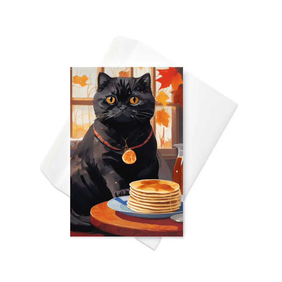 PugMug Custom Black Scottish Fold Cat Greeting Card